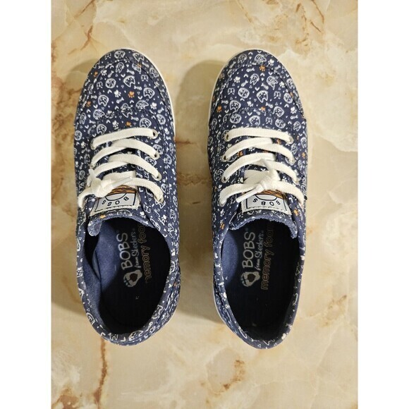 Bobs By Skechers Itty Kitty Sneakers Memory Foam Cat Navy Blue Shoes Size 6 - Picture 8 of 10